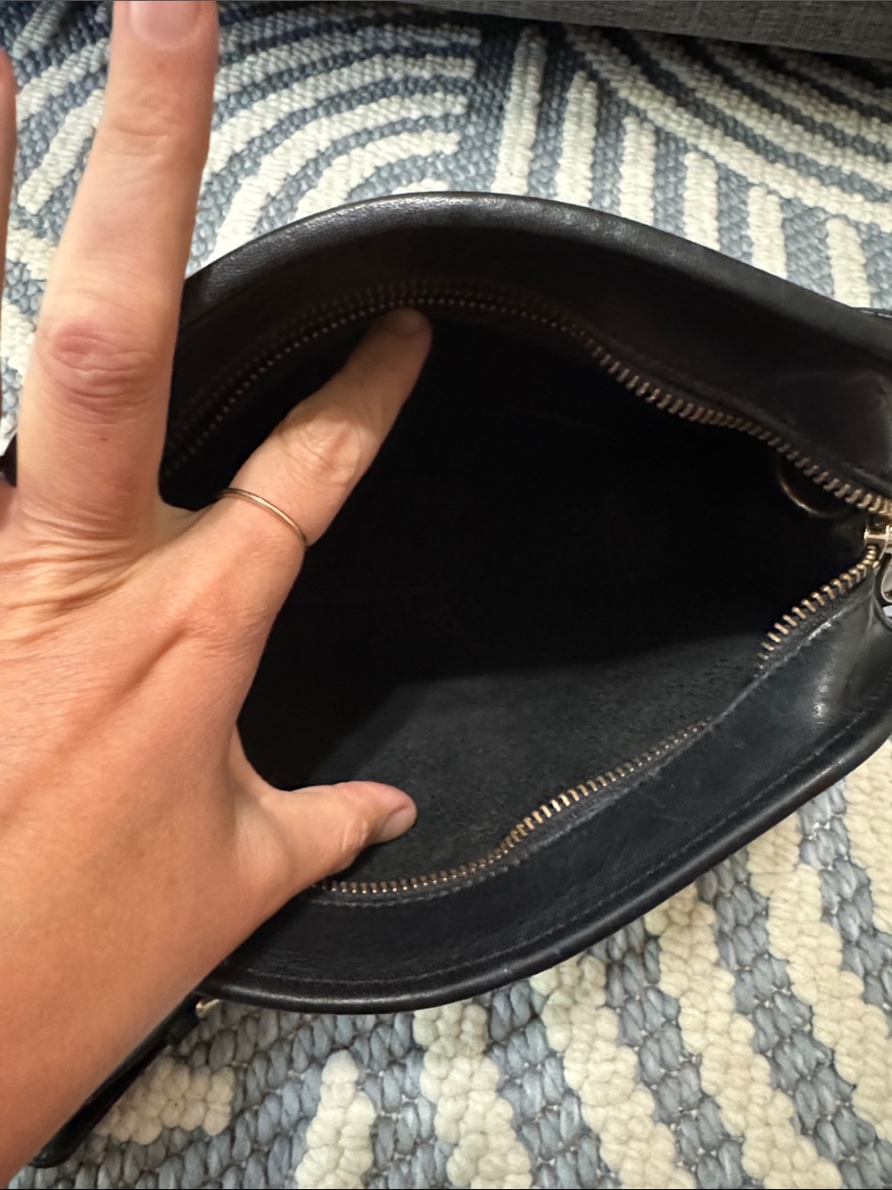 Vintage WAKO Genuine Leather Black Crossbody Bag 80s 90s - Picture 7 of 8